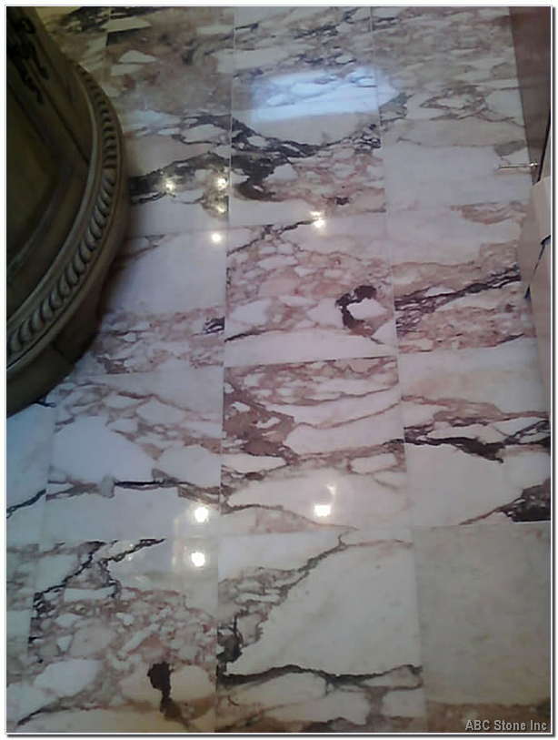 Shiny bathroom tile floor