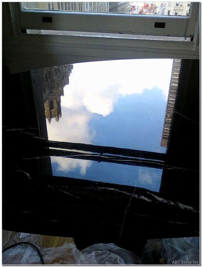Polished Black Marble Tabletop Surface Texture Close up