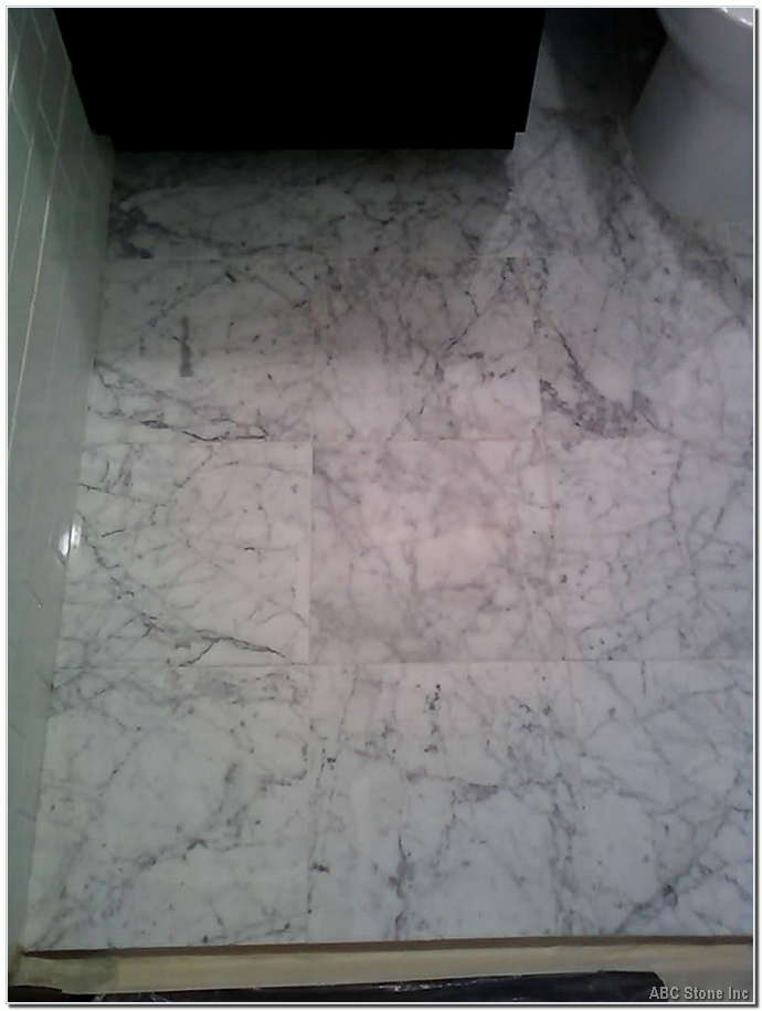 Carrara marble bathroom floor tiles