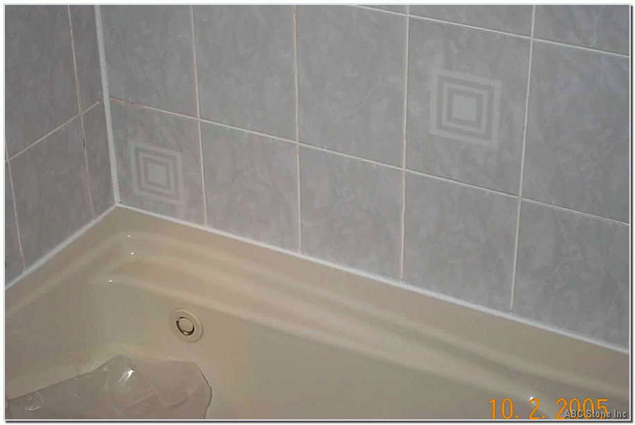 Freshly caulked bathtub