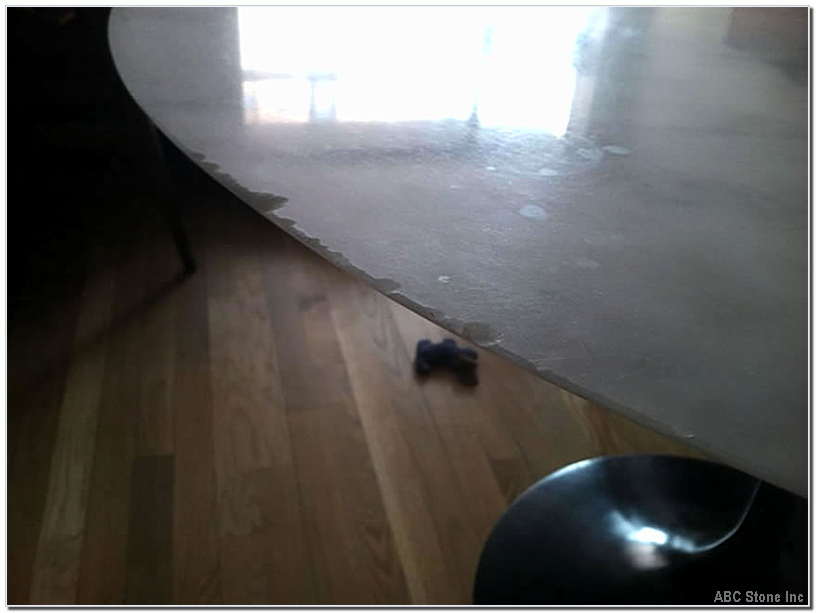 Damaged marble table surface