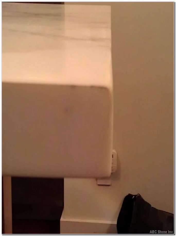 Chips embedded in the corner of a tabletop