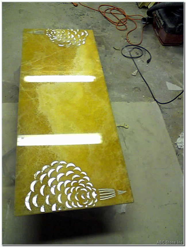Repaired Onyx Coffee Table Showing the Crack Repair Process