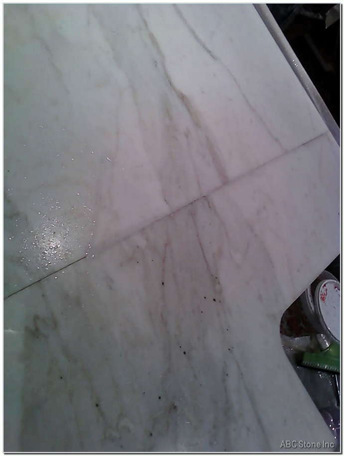 Close up view of kitchen countertop seam