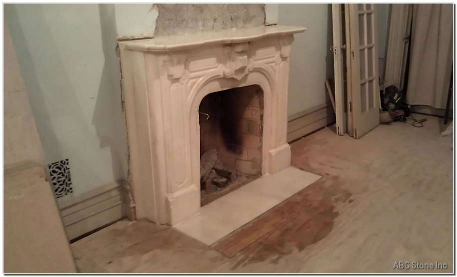 Modern marble fireplace in a contemporary setting