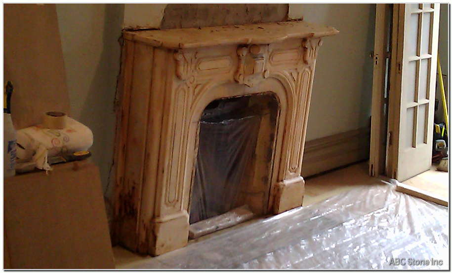 fireplace being repaired
