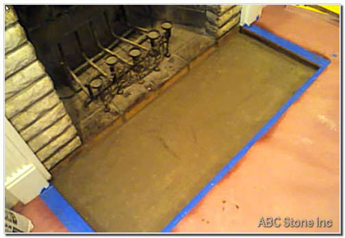 fireplace floor slab with a layer of sand bed