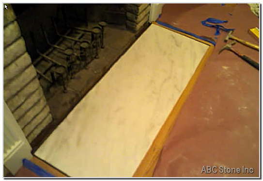 Slab being installed for fireplace