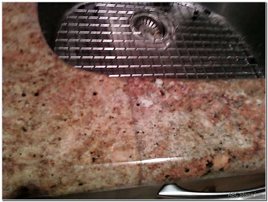 Granite seam repaired by professional installer