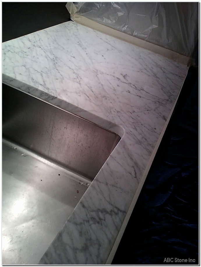 Kitchen Countertop. White Carrara Restoration