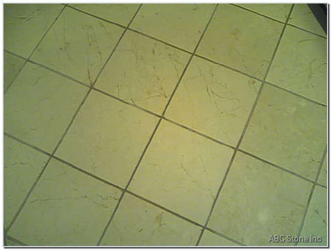 Shiny marble floor in a clean kitchen