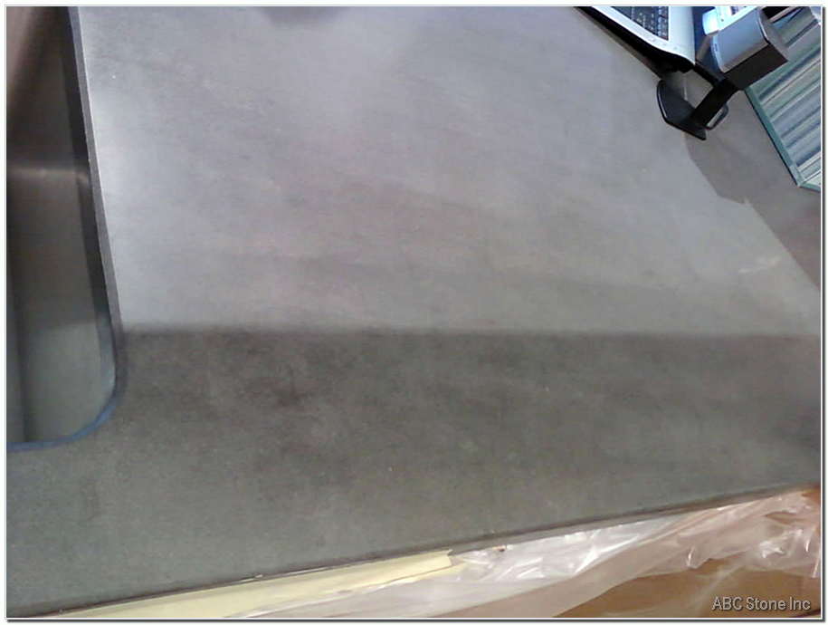 Stained limestone countertop