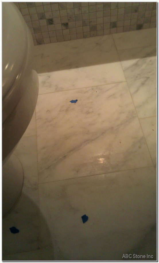 Marbled bathroom floor