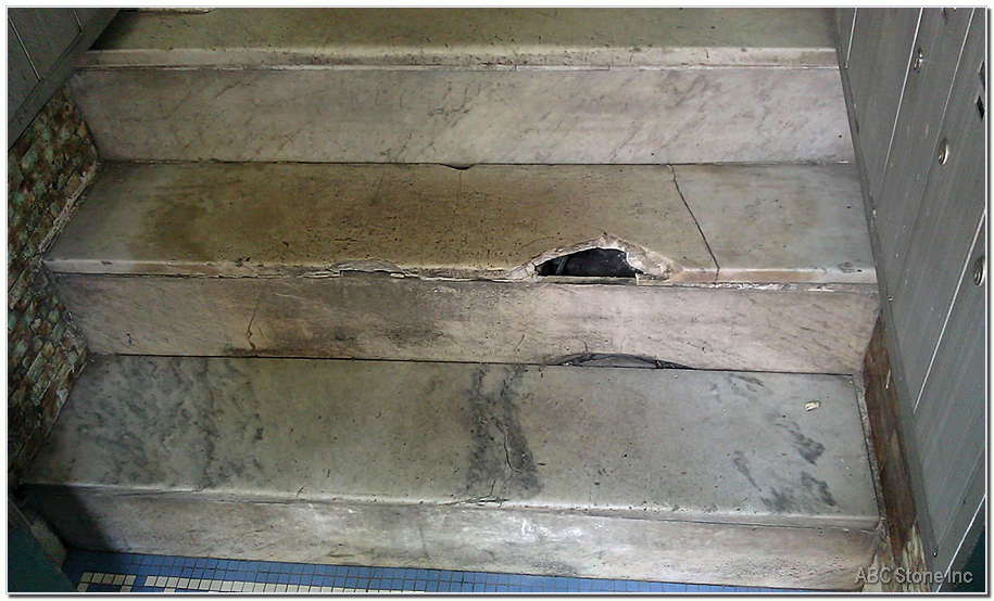 Marble Steps Repaired and Placed in Residential Home