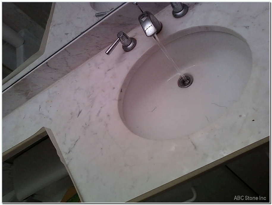 Elegant marble vanity table with mirror and drawers for bedroom