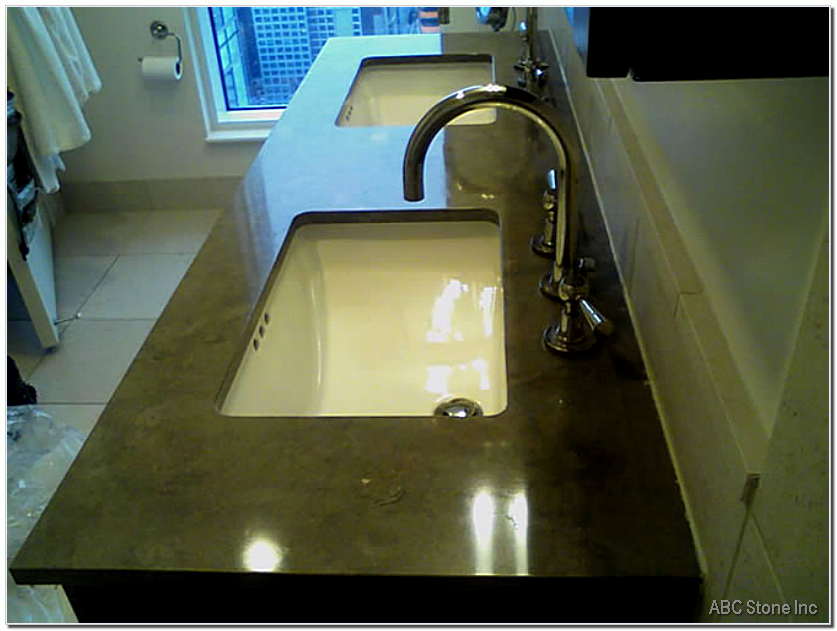 Marble bathroom vanity with built in sink