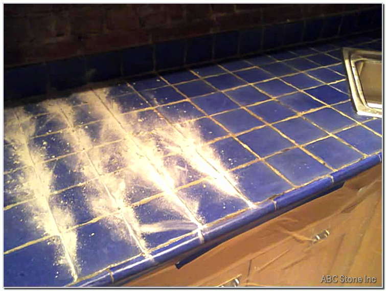 Restored old grouting in a tiled flooring