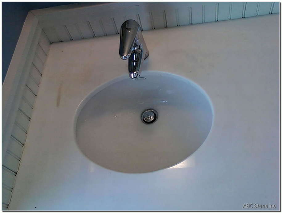 White Vanity with Stain