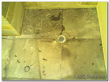 Burned/Etched Marble Floor. Before