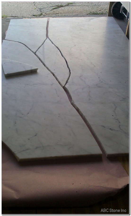 White Carrara Marble Tabletop with Crack