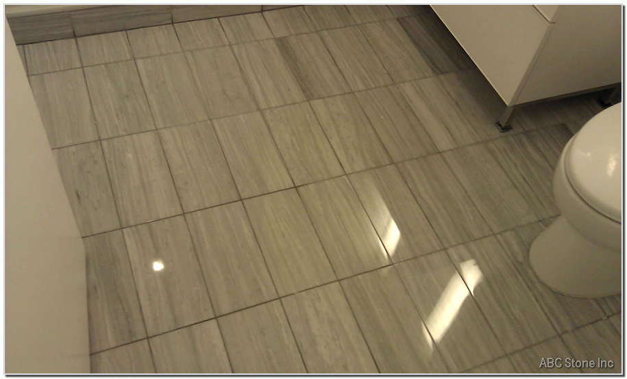 Bathroom floor with tile design completed