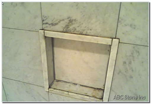 Bathroom shower caddy before installation